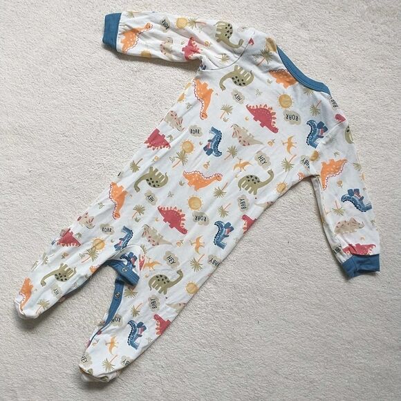 Milkberry One-piece Bodysuit Baby Boy 0-6M Dinosours Striped Bamboo Set Of 2 - Picture 3 of 16